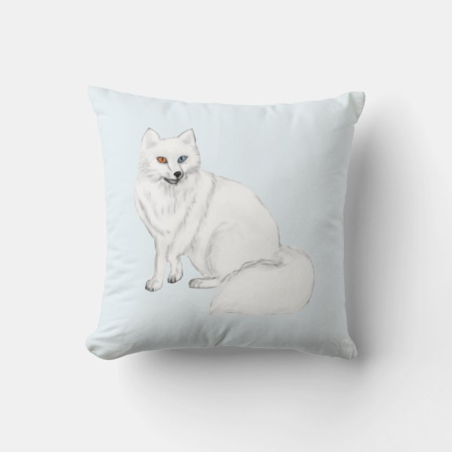 Elegant Arctic Fox Pillow with Snowflake Pattern  Kissen (Vorderseite)