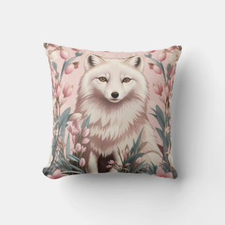 Elegant Arctic Fox Pink Floral Kissen