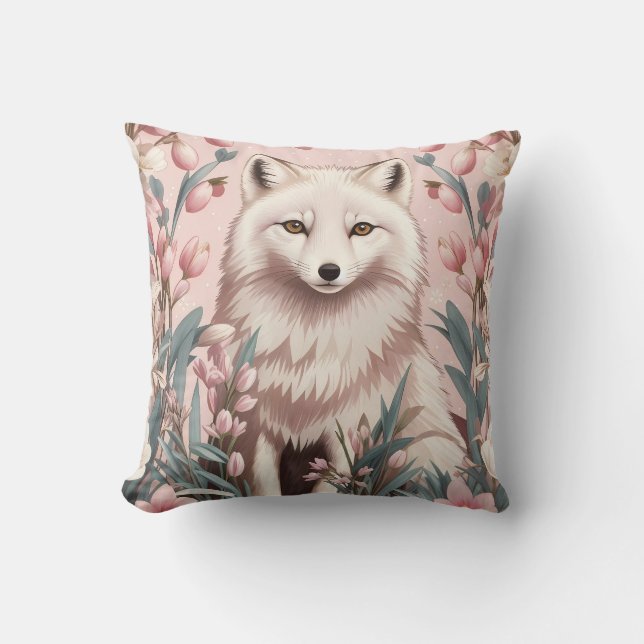 Elegant Arctic Fox Pink Floral Kissen (Vorderseite)