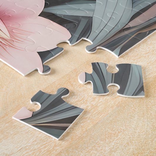 Elegant Arctic Fox Pink Floral Puzzle (Seite)