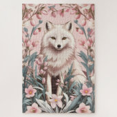 Elegant Arctic Fox Pink Floral Puzzle (Vertikal)