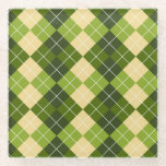 Elegant Argyle Pattern in Green and Yellow Diamond Glasuntersetzer<br><div class="desc">Argyle pattern with alternating green and yellow diamond shapes,  intersected by white lines,  creating a classic,  elegant,  and symmetrical design.</div>