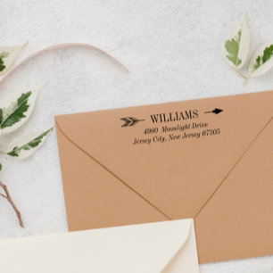 Elegant Arrow Nachname und Adresse Permastempel