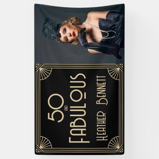 Elegant Art Deco 50 and Fabulous Birthday Banner (Vertikal)