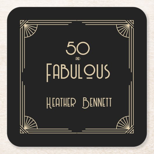 Elegant Art Deco 50 and Fabulous Birthday Rechteckiger Pappuntersetzer (Vorderseite)