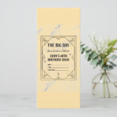 Elegant Art Deco Birthday Invitation on Marble Bac Einladung (Stehend Vorderseite)