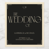 Elegant Art Deco Black Cream Old Money Style Weinetikett (Einzelnes Label)