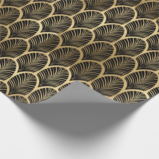 Elegant Art Deco Black & Gold Muster der 20er Jahr Geschenkpapier (Ecke)