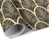 Elegant Art Deco Black & Gold Muster der 20er Jahr Geschenkpapier (Rolleneckpunkt)