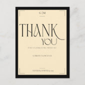 Elegant Art Deco Black Typography Thank You Postkarte (Vorderseite)