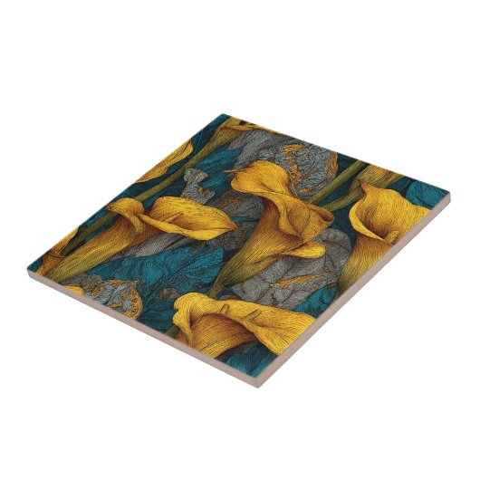 Elegant Art Deco Calle Lilies Tiles For Backsplash Fliese (Seite)