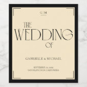 Elegant Art Deco Cream Black Old Money Style Weinetikett (Einzelnes Label)