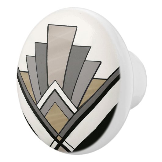 Elegant Art Deco Fan Design Keramikknauf (Rechts)