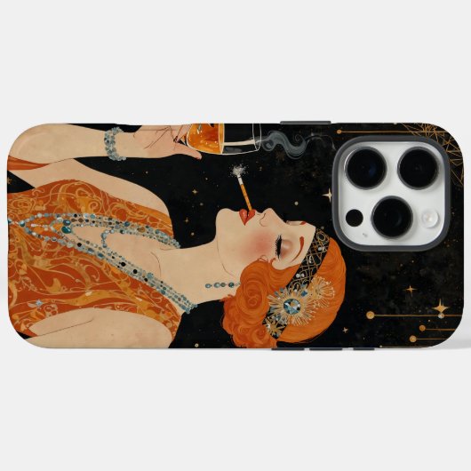 Elegant Art Deco Flapper Girl Case-Mate iPhone Hülle (Rückseite (Horizontal))