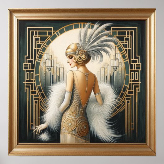 Elegant Art Déco Flapper Lady aus den 20er Jahren, Poster (Vorne)