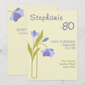 Elegant Art Deco Floral Lavender 80th Birthday  Einladung (Vorne/Hinten)