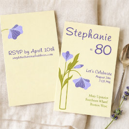 Elegant Art Deco Floral Lavender 80th Birthday  Einladung