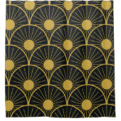 Elegant Art Deco Gold Sun Pattern on Black  Duschvorhang (Vorderseite)