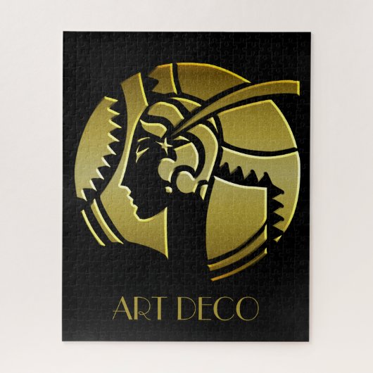 Elegant Art Deco Gold und Black 1920er Jahre Fraue Puzzle (Vertikal)