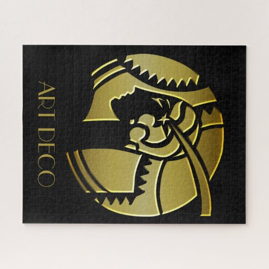 Elegant Art Deco Gold und Black 1920er Jahre Fraue Puzzle (Horizontal)