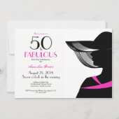 Elegant Art Deco Hot Rosa elegante Lady 50 & Fab Einladung (Vorderseite)