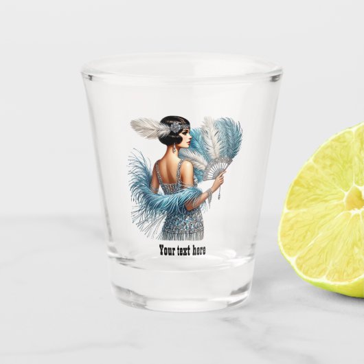 Elegant Art Deco lady customizable Schnapsglas (Vorderseite)