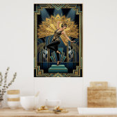 Elegant Art Deco Maple Tree Silhouette Gold Poster (Küche)