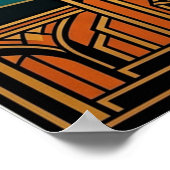 Elegant Art Deco Maple Tree Silhouette Gold Teal Poster (Ecke)