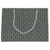 Elegant Art Deco Pattern Arches Navy Gold Chic Große Geschenktüte (Vorderseite)