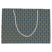 Elegant Art Deco Pattern Arches Navy Gold Chic Große Geschenktüte (Rückseite)