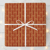 Elegant Art Deco Pattern Arches Red Gold Chic Geschenkpapier