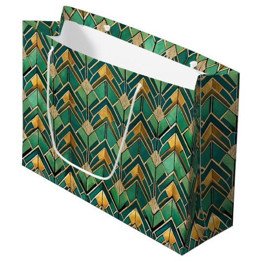 Elegant Art Deco tiled pattern  Große Geschenktüte (Vorderseite Schrägansicht)