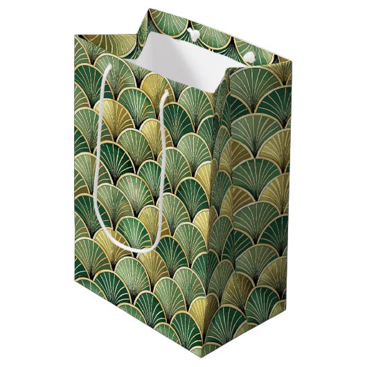 Elegant Art Deco tiled pattern Mittlere Geschenktüte (Vorderseite Schrägansicht)