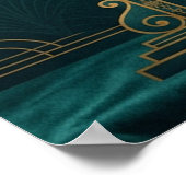 Elegant Art Deco Tree Silhouette Gold & Teal Poste Poster (Ecke)