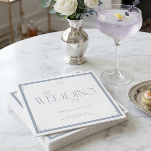 Elegant Art Deco Wedding Dusty Blue  Serviette