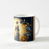 Elegant Art Deco Woman in Gold and Blue Kaffeetasse (VorderseiteRechts)