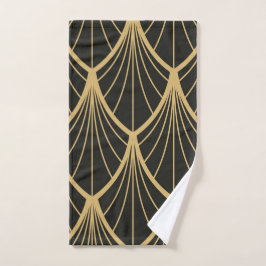 Elegant,Art Deko, Gold,Schwarz,Fan,Muster,Chic,Vin Handtuch