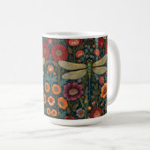 Elegant art nouveau Autumn floral Dragonfly Kaffeetasse (VorderseiteRechts)