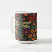 Elegant art nouveau Autumn floral Dragonfly Kaffeetasse (Vorderseite Links)