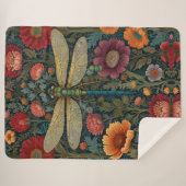 Elegant art nouveau Autumn floral Dragonfly Sherpadecke (Vorderseite (Horizontal))