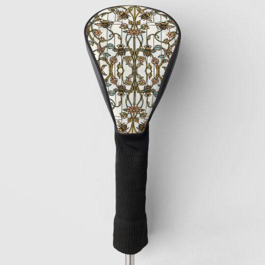 Elegant art nouveau botanical  bee stain glass golf headcover (Vorderseite)