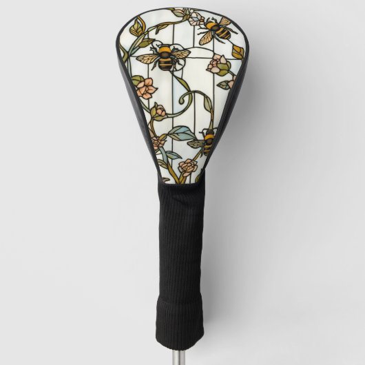 Elegant art nouveau botanical  bee stain glass golf headcover (Vorderseite)