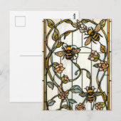 Elegant art nouveau botanical  bee stain glass postkarte (Vorne/Hinten)