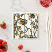 Elegant art nouveau botanical  bee stain glass serviette (Beispiel)