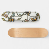 Elegant art nouveau botanical  bee stain glass skateboard (Horizontal)