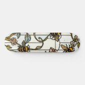 Elegant art nouveau botanical  bee stain glass skateboard (Horizontal)