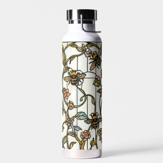 Elegant art nouveau botanical  bee stain glass trinkflasche (Links)