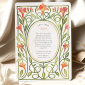 Elegant Art Nouveau Coral Lily Wedding Invite Einladung
