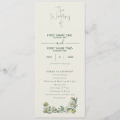 Elegant art nouveau floral wedding program programm (Vorderseite)