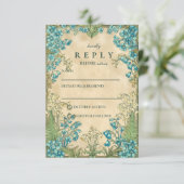 Elegant Art Nouveau Floral Wedding RSVP Karte (Stehend Vorderseite)